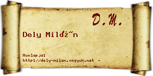 Dely Milán névjegykártya